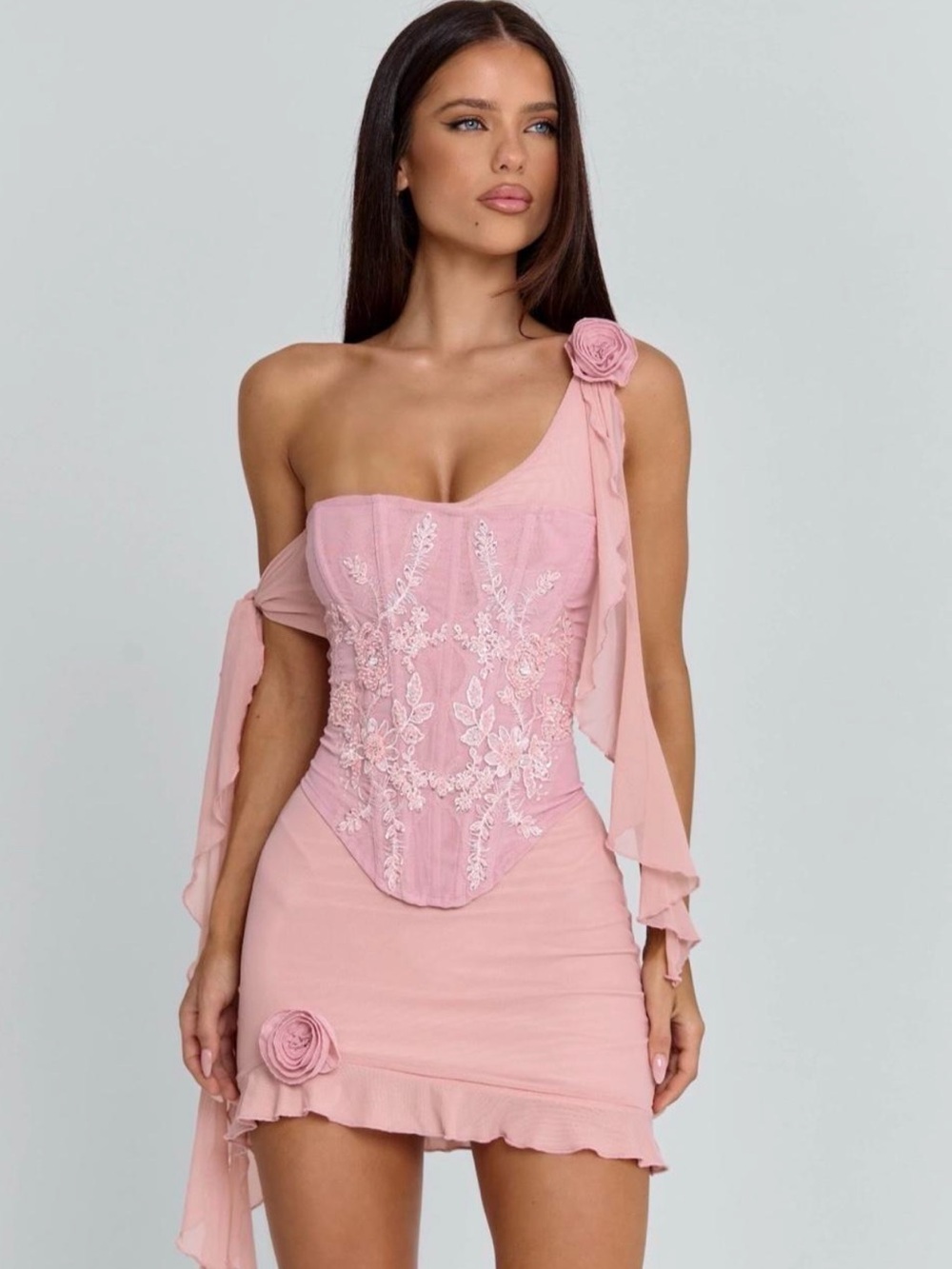 ✨ OUTCAST CLOTHING Baby Blush Pink Loreto Mini Dress Size Medium 🛍️